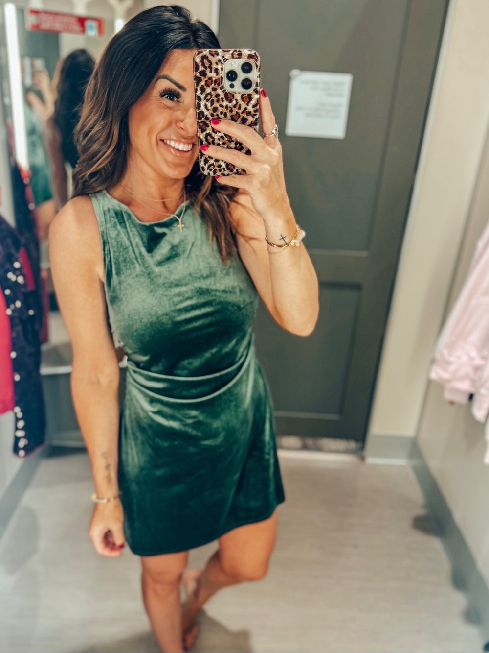 Wild Fable olive green velvet cowl-neck dress